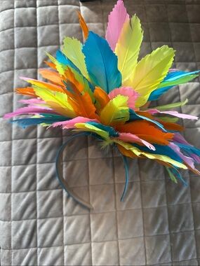 Colorful Feather Headband Fascinator - Neon Multicolor